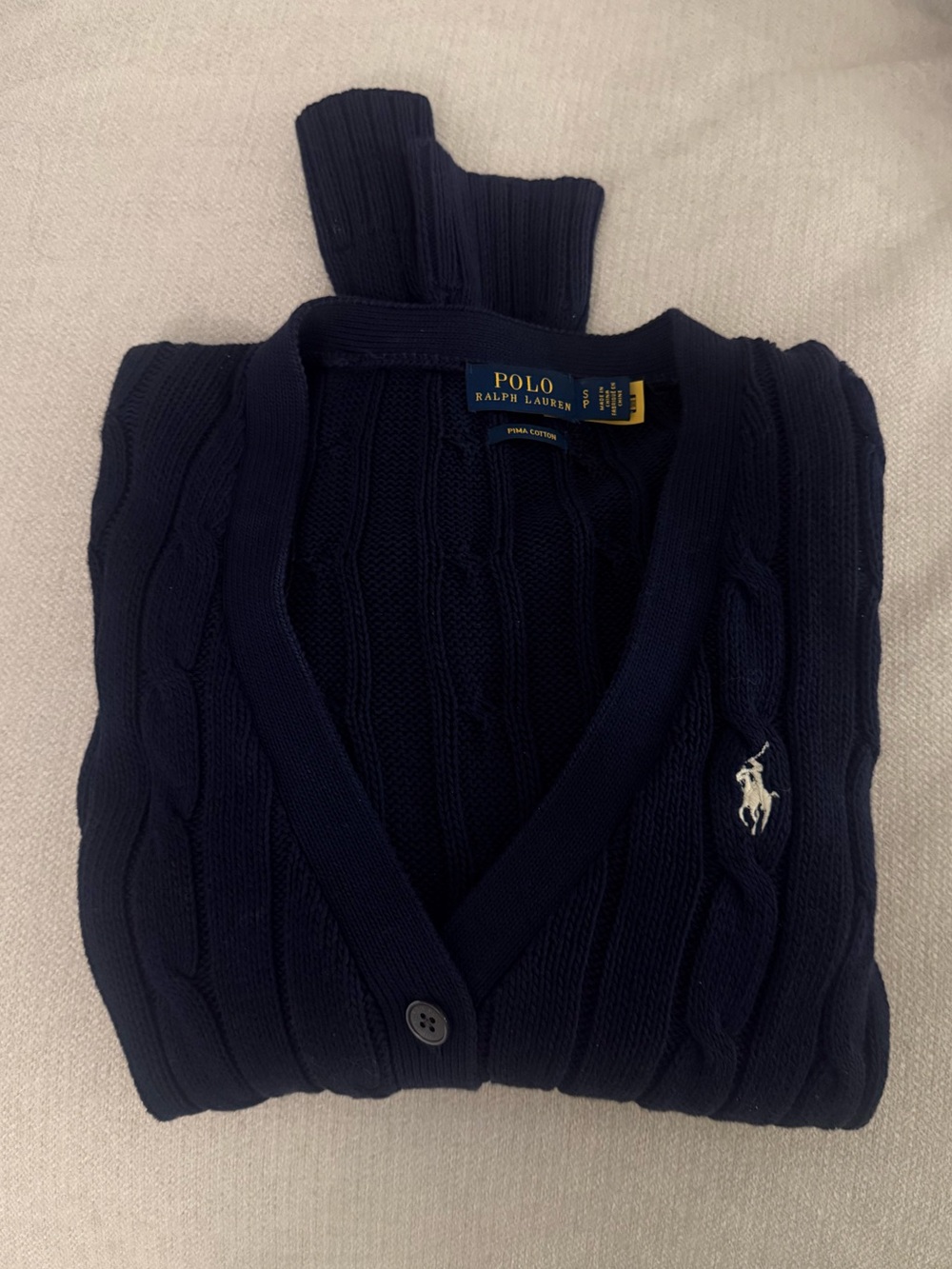 Polo by Ralph Lauren Navy Cable Knit Cropped Cardigan